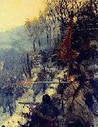 Theodor Rocholl Kampf um die Bergfeste Hophu France oil painting artist